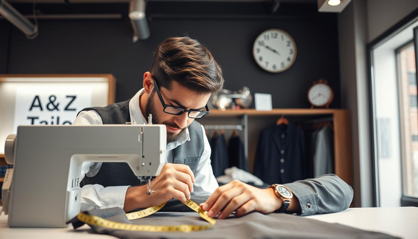 A &amp; Z Tailor professional performing Same Day Alteration Service with precision and care