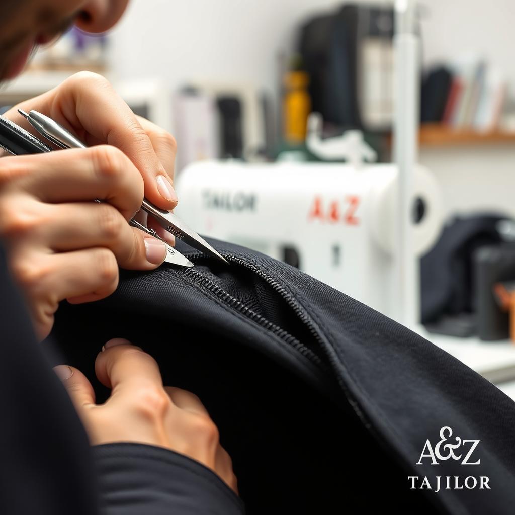 Zipper replacement being done with Same Day Alteration Service