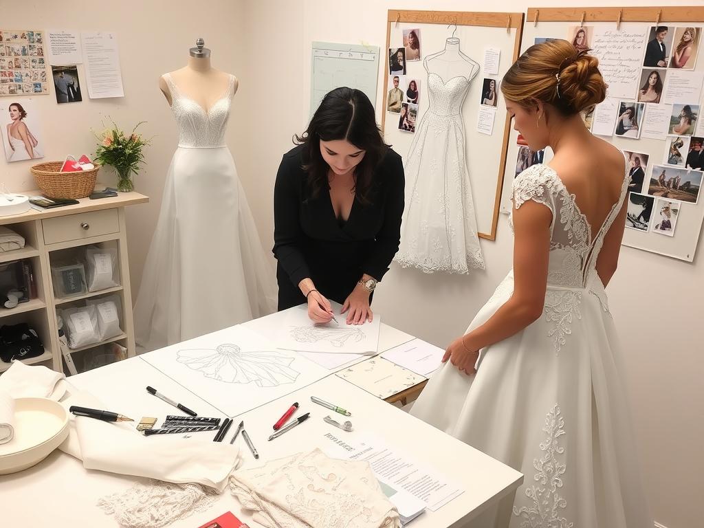 Custom wedding dress design process at A &amp; Z Tailor in St Albans