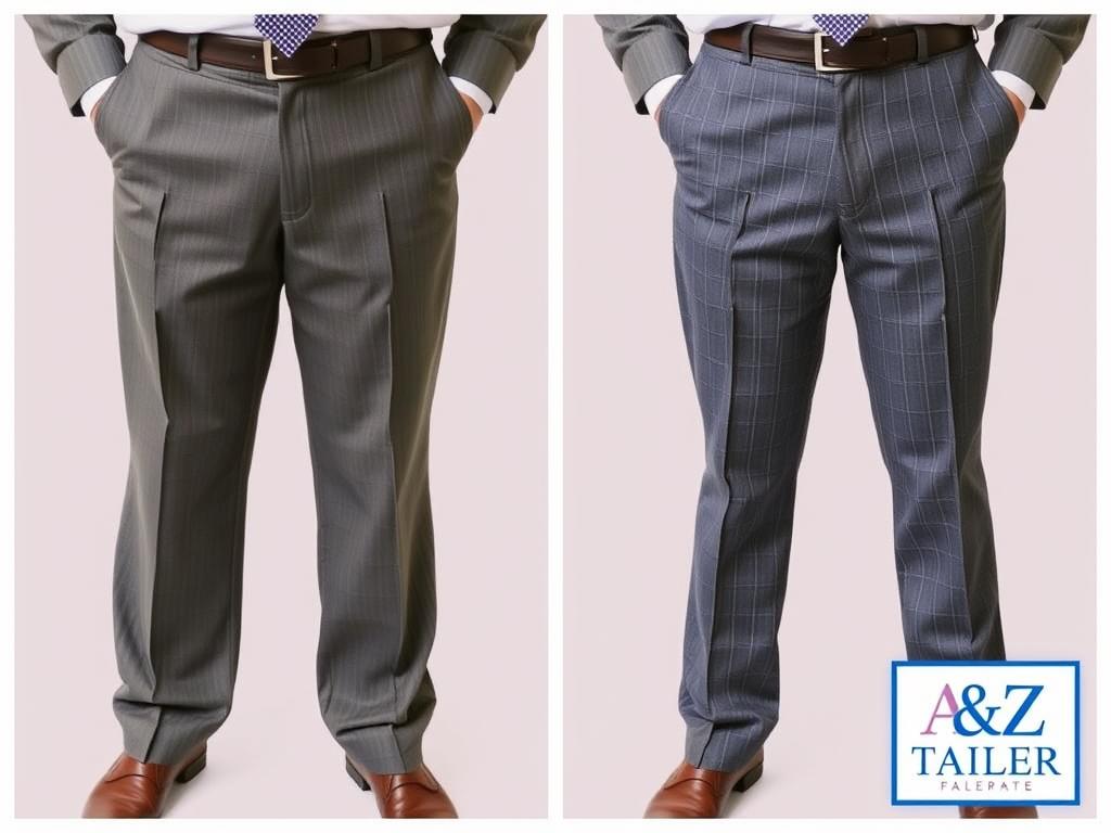 Before and after trouser alteration comparison showing improved fit